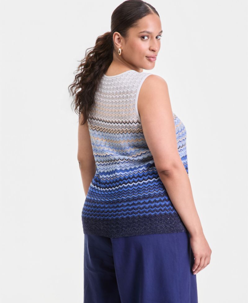 Plus Size Ombr&eacute; V-Neck Sleeveless Sweater
