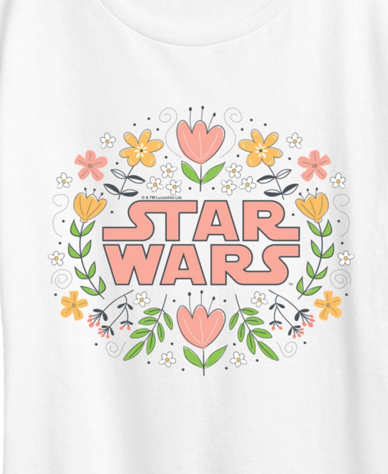 Plus Size Star Wars Floral Logo Short-Sleeve Graphic T-Shirt