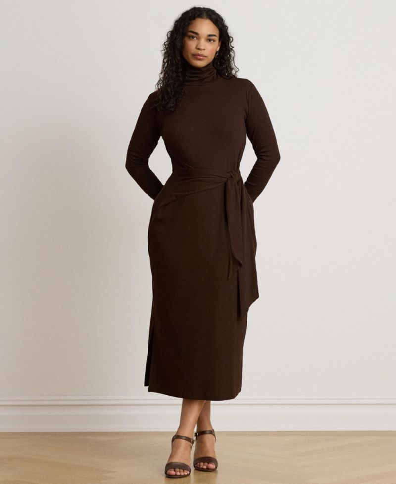 Women's Tie-Front Turtle Neck Dress