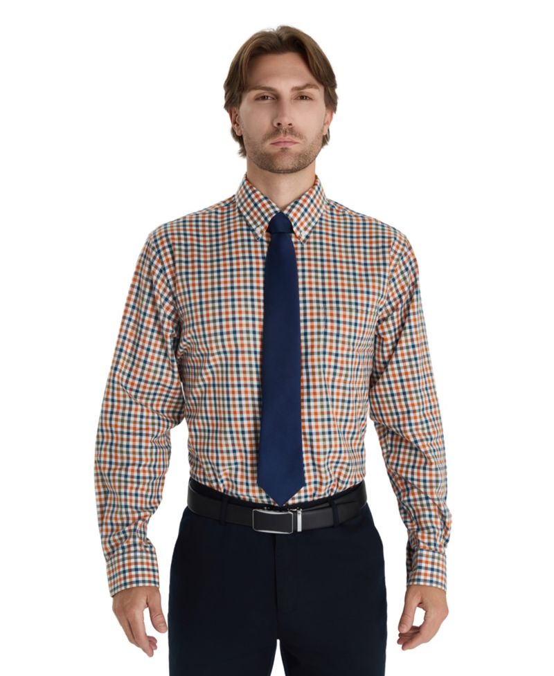 Men's Fashion Plaid Pattern Poplin Shirt