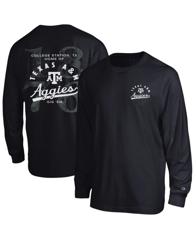 Men's Laminated All-Star Texas A&M Aggies Screen Print Graphics Long Sleeve T-Shirt
