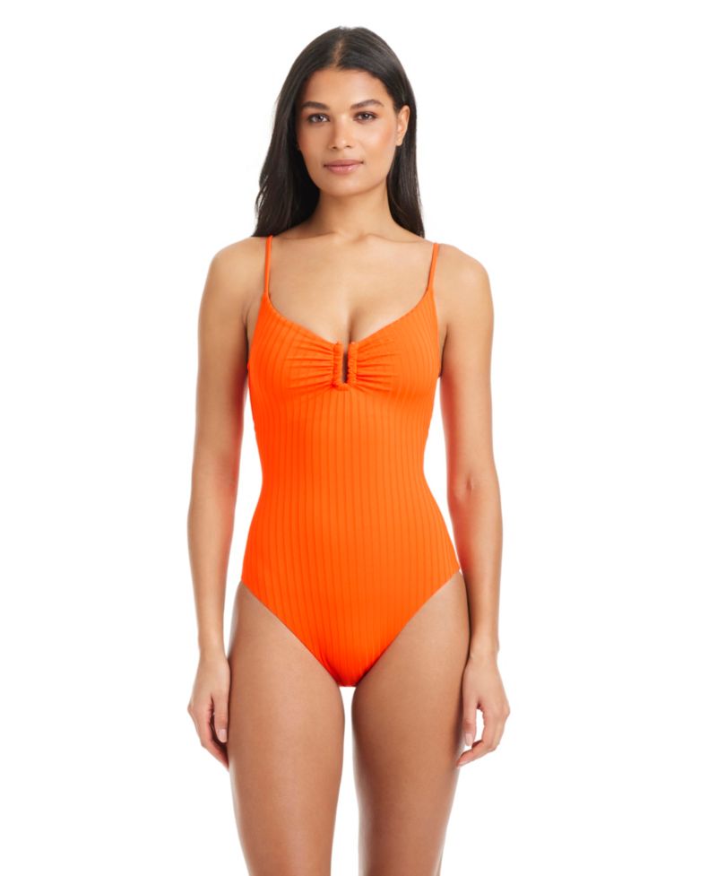 Women's Refresh Ribbed V-Neck One-Piece Swimsuit