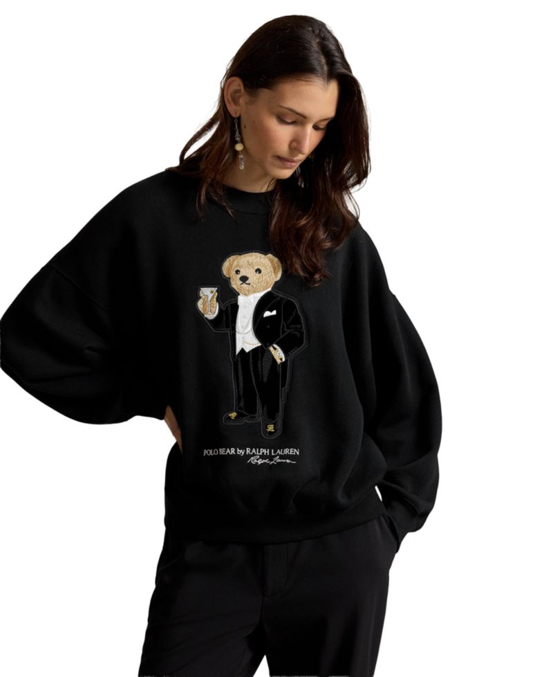 Women's Martini Polo Bear Fleece Relaxed-Fit Crewneck Sweatshirt