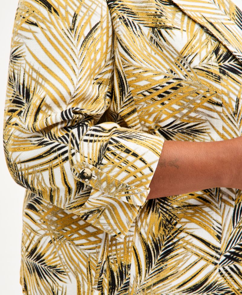 Plus Size Notch-Collar Cuff-Sleeve Open-Front Blazer