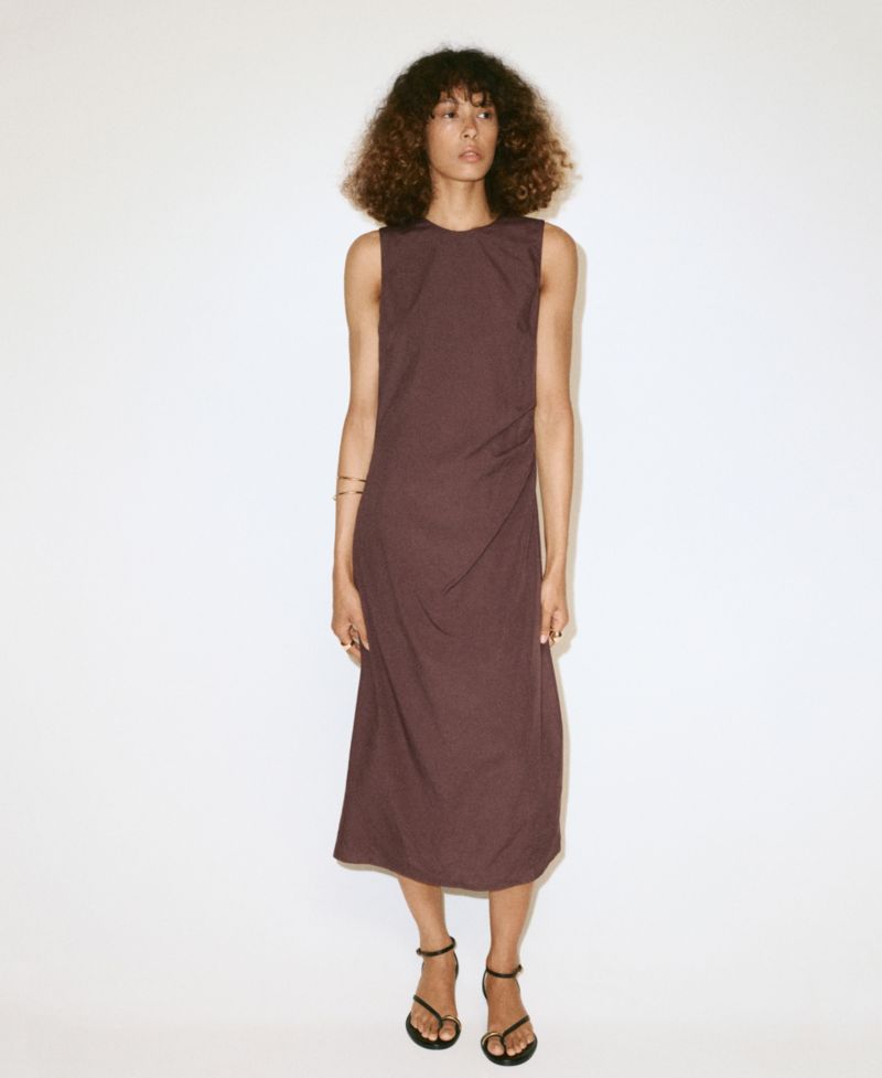 Women's Side-Ruched Midi Dress