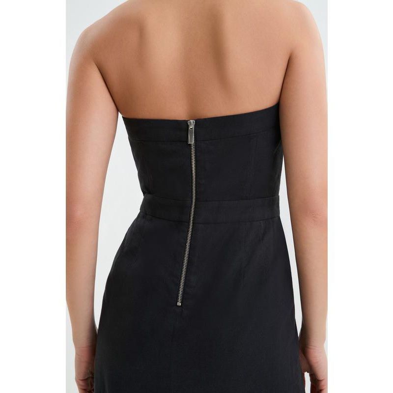 Women's Candice Strapless Belted Linen Mini Dress with Boning