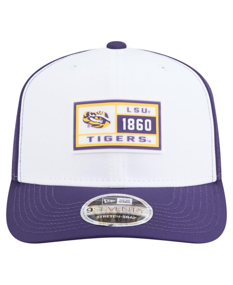 Men's White/Purple LSU Tigers Perforated Patched 9SEVENTY Adjustable Hat