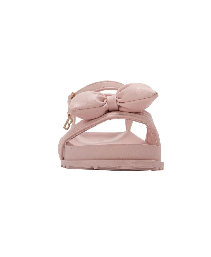 Girls Footbed Sandals - Lightweight Comfort & Adjustable Strap with Puffy Bow Detail