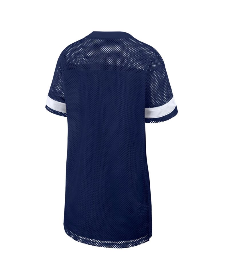 Women's Navy Dallas Cowboys Oversized Team First Deep Route Mesh V-Neck Dress