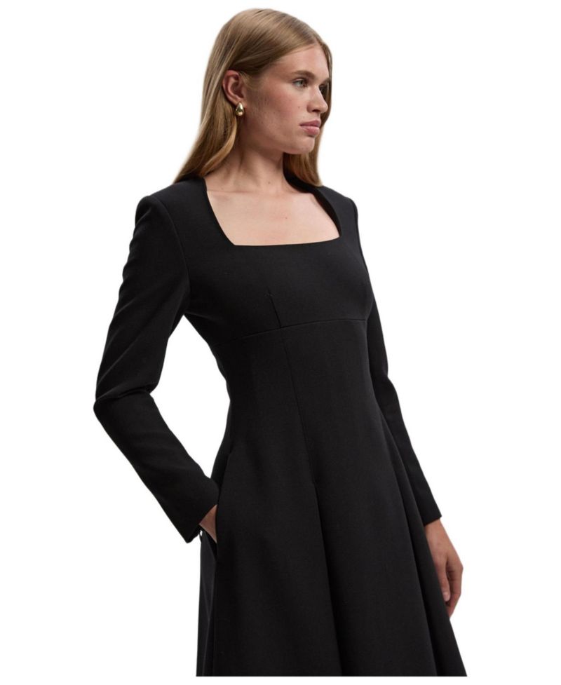 Women's Stretch Sweetheart Neck Midi Dress