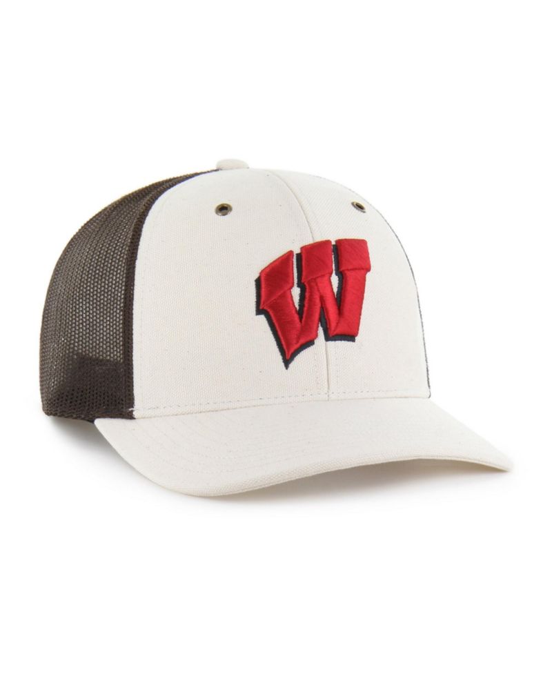 Men's Natural/Brown Wisconsin Badgers Undyed Trucker Adjustable Hat