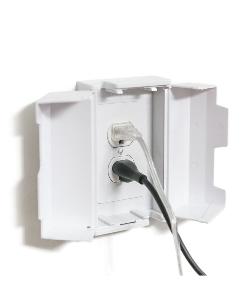 Toddler Electrical Outlet Cover Box Safety, Duplex & Decorator Electrical Outlet Plates Included, Spacious Compartment (2-Pack)