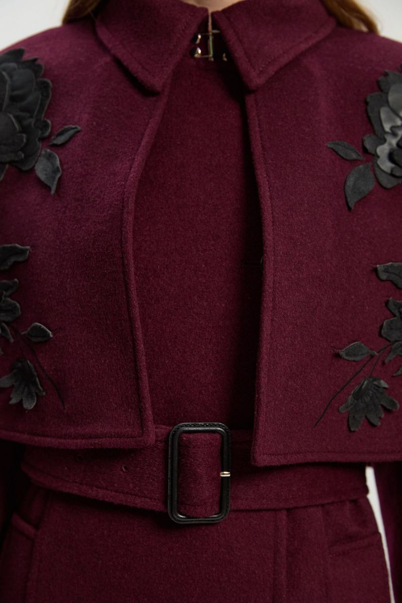Women's Tailored Funnel-Neck Cape Midi Coat