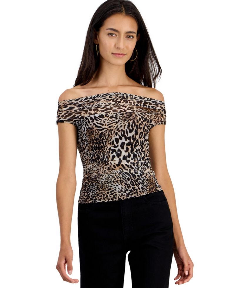 Women's Zuri Leopard-Print Off-the-Shoulder Sleeveless Top