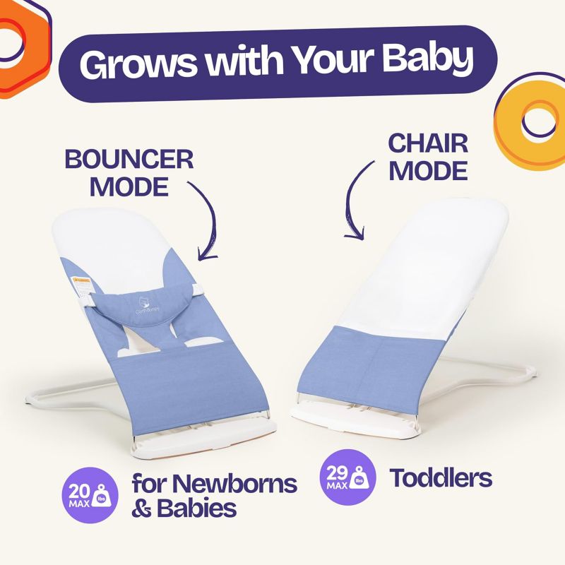 Kids Portable 2 in 1 Bouncer – Versatile Bouncer Chair Bouncer with Ergonomic Support to Use, Oatmeal