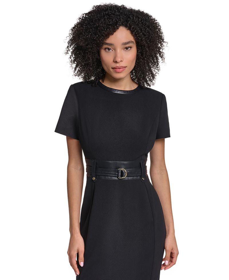 Women's Scuba-Crepe Short-Sleeve Sheath Dress
