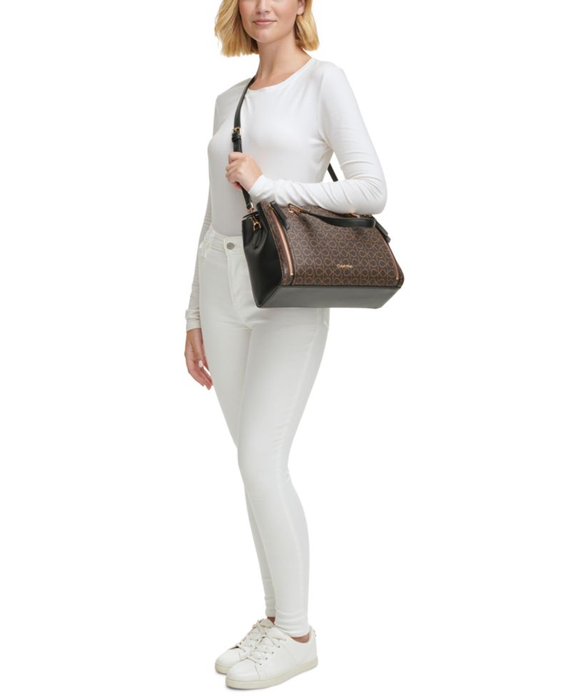 Garnet Signature Triple Compartment Top Zipper Satchel