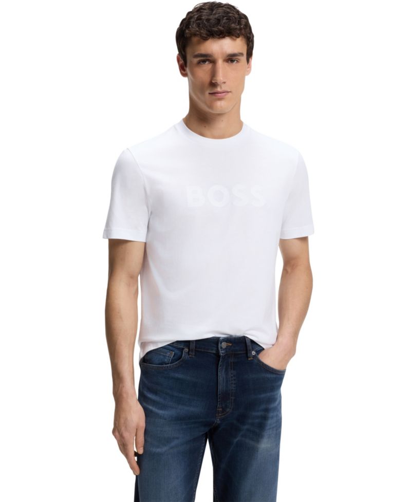 Men's Cotton Regular-Fit Logo Print T-Shirt