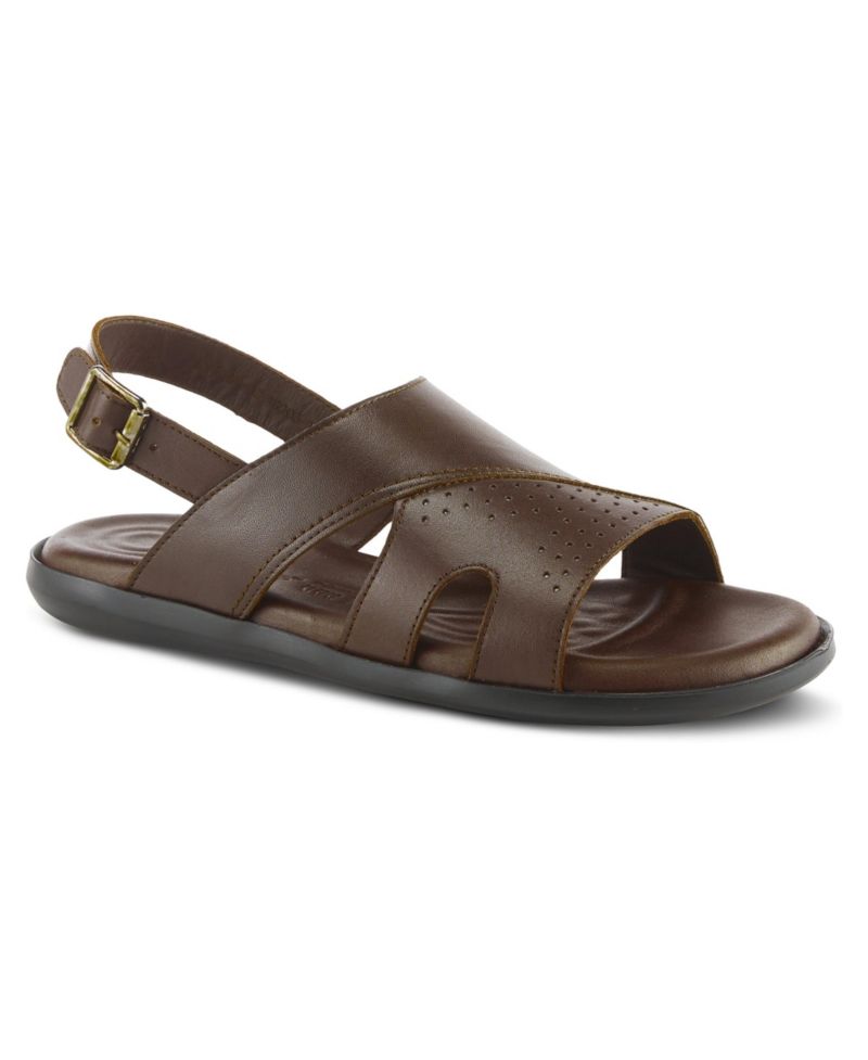 Men's Jeff Leather Round-Toe Sandals