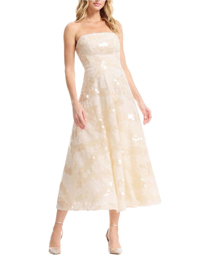 Women's Kailyn Strapless Sequin Floral Midi Dress
