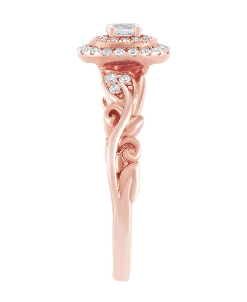 Macy's Diamond Halo Ring (1/3 ct. t.w.) in 14k Rose Gold