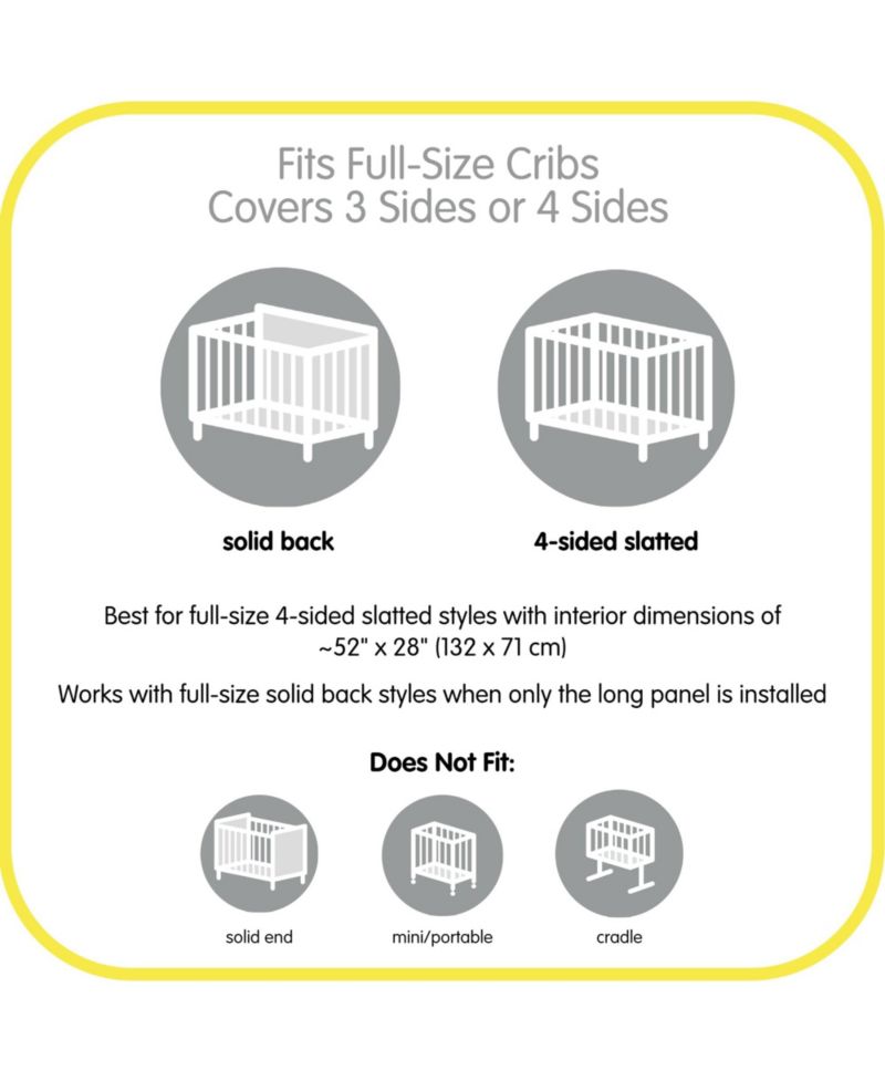Breathable Mesh Liner for Full-Size Cribs, Deluxe 4mm Mesh (Size 4FS Covers 3 or 4 Sides)
