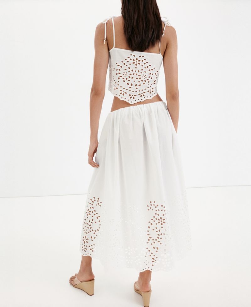 Women's Embroidered Details Midi Skirt