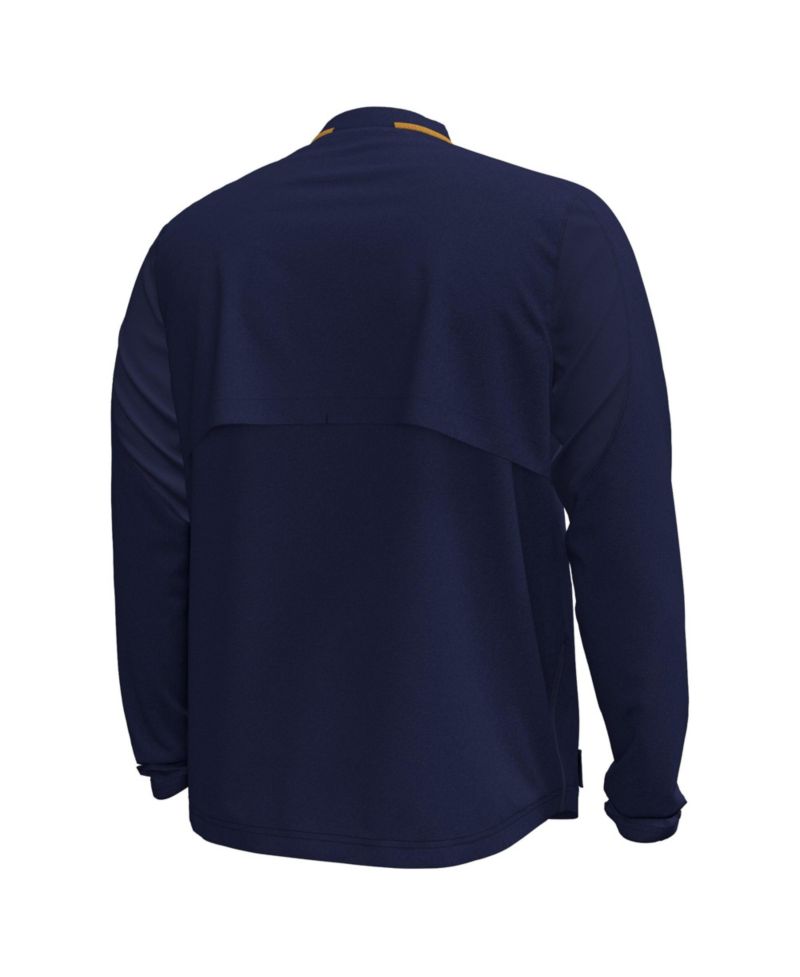 Men's Navy Notre Dame Fighting Irish 2026 Sideline Motivate Woven Quarter-Zip Long Sleeve Pullover
