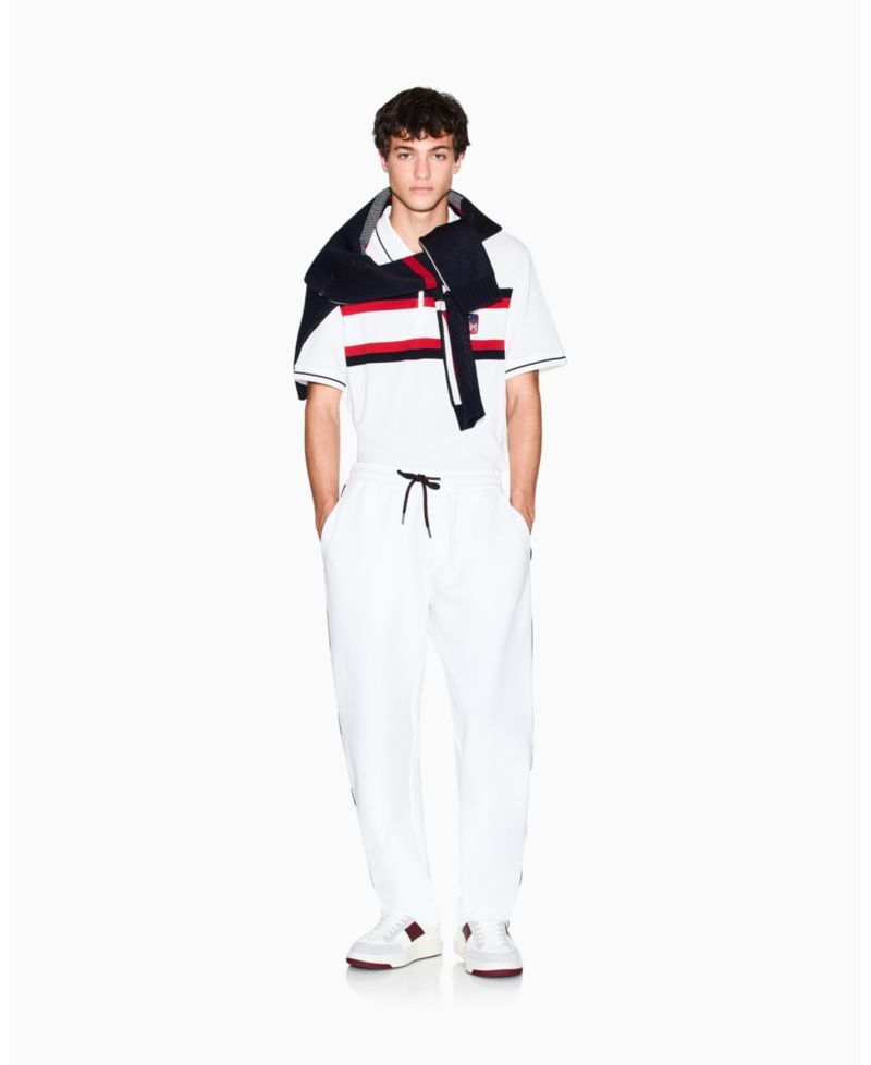 Men's Color Block Pique Zip-Collar Tipping Polo Shirt
