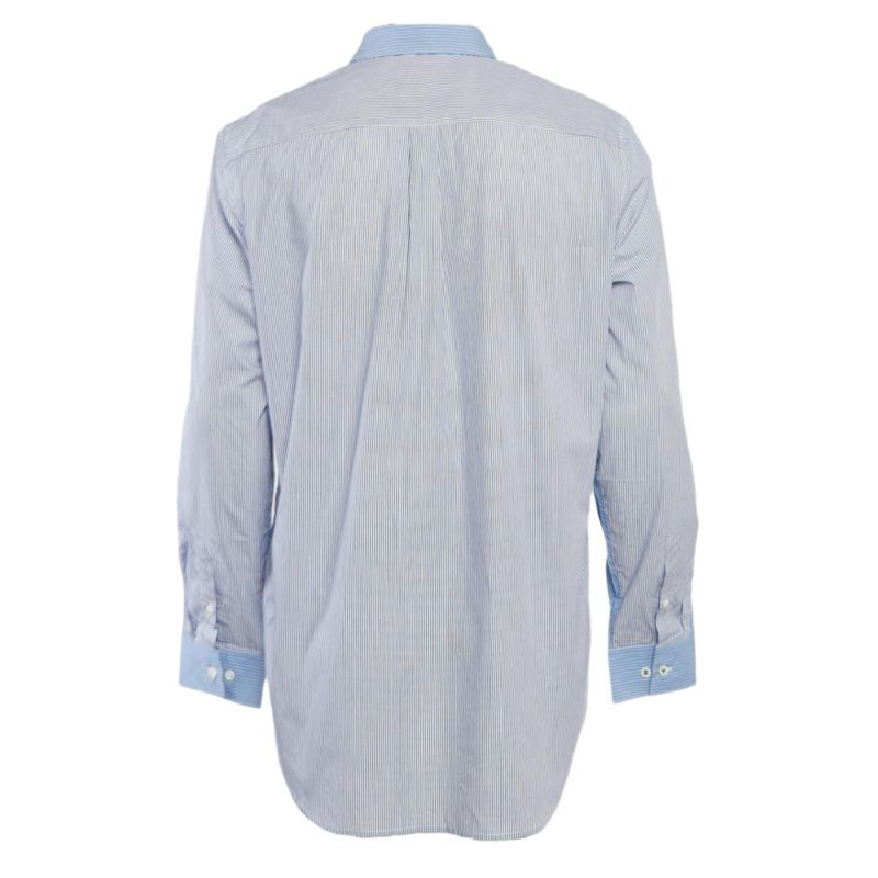 Men's Blue Stripe Cotton Button Front Shirt
