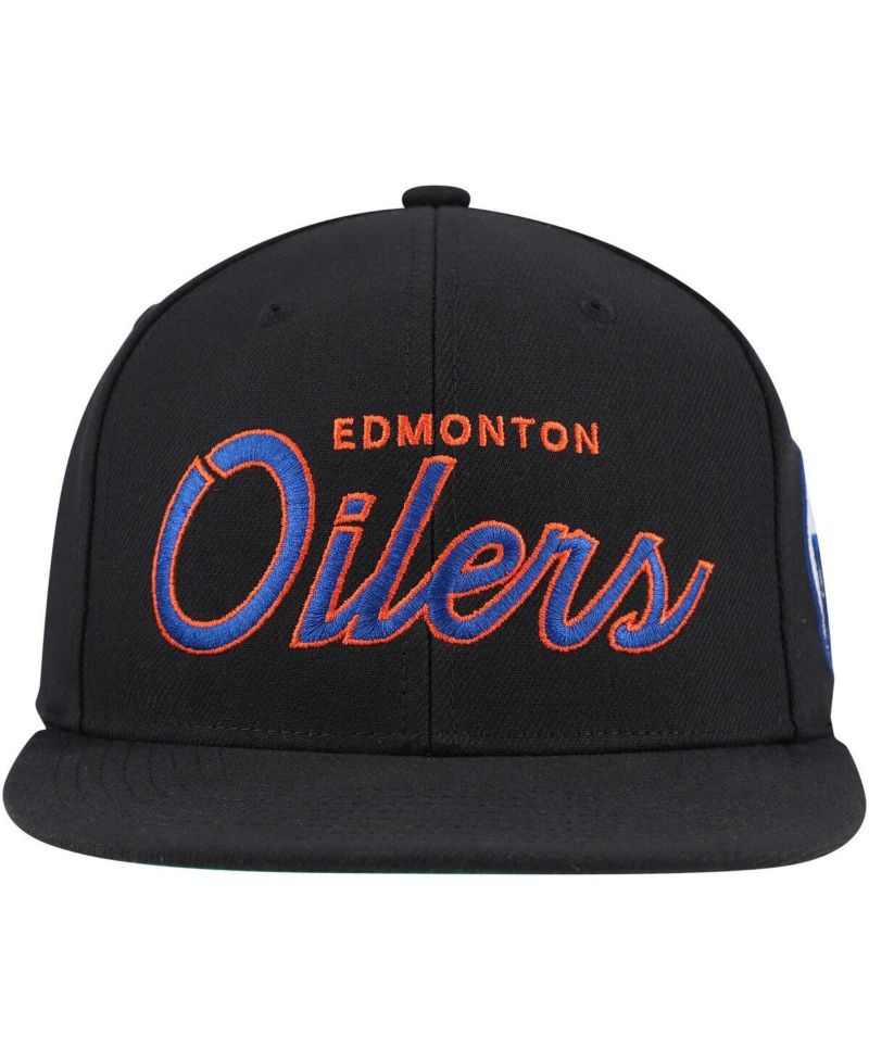 Men's Black Edmonton Oilers Core Team Script 2.0 Snapback Hat