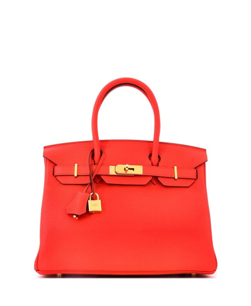 Birkin 30 Handbag Red Clemence with Gold Hardware