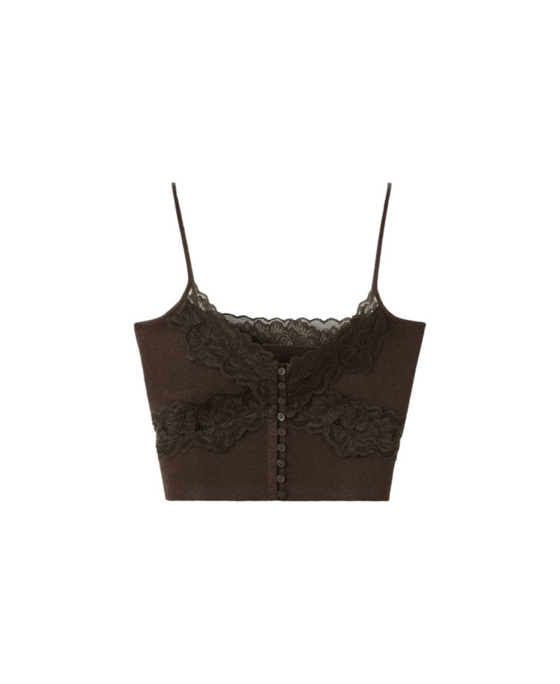 Women's Lace Fine-Knit V-Neck Crop Top