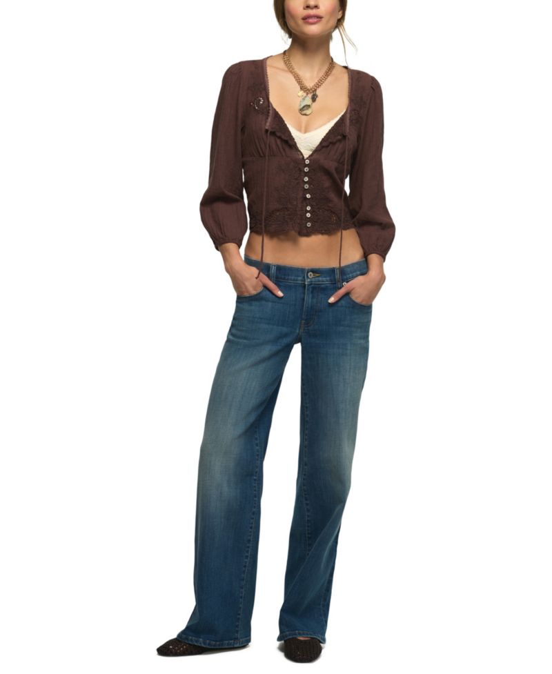 Women's Sweet Mid Rise Wide Leg Jeans