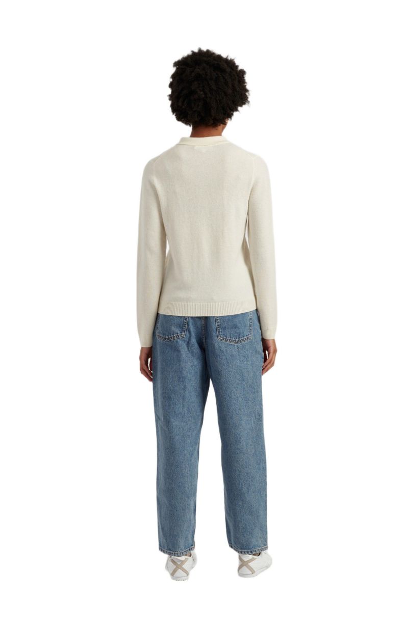 Women's Long-Sleeve Polo Classic-Fit Wool/Cashmere Blend Sweater