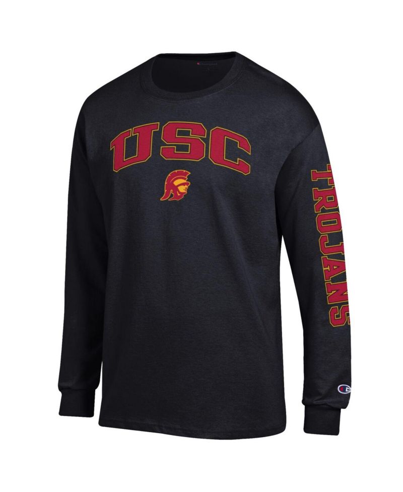 Men's Black USC Trojans Arch Over Logo 2-Hit Long Sleeve T-Shirt