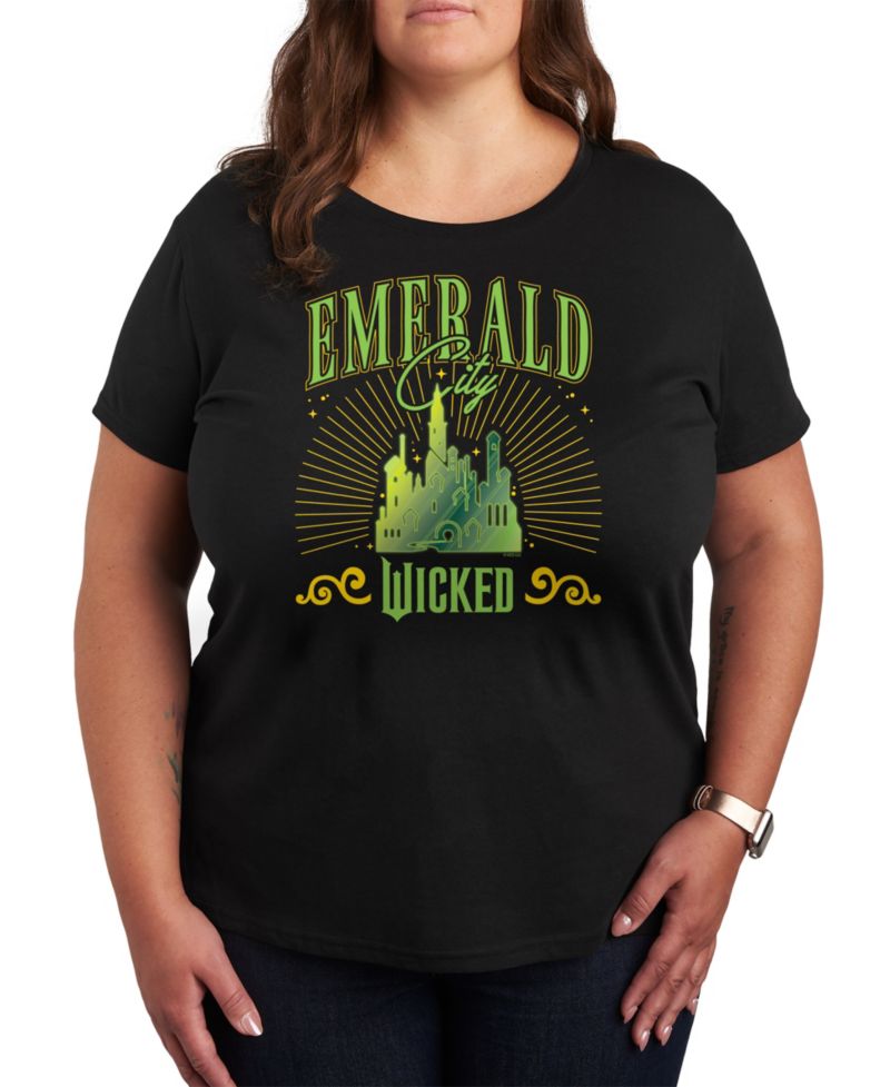 Trendy Plus Size Wicked Emerald City Graphic Crew Neck T-Shirt