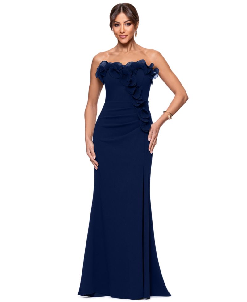 Plus Strapless Long Gown