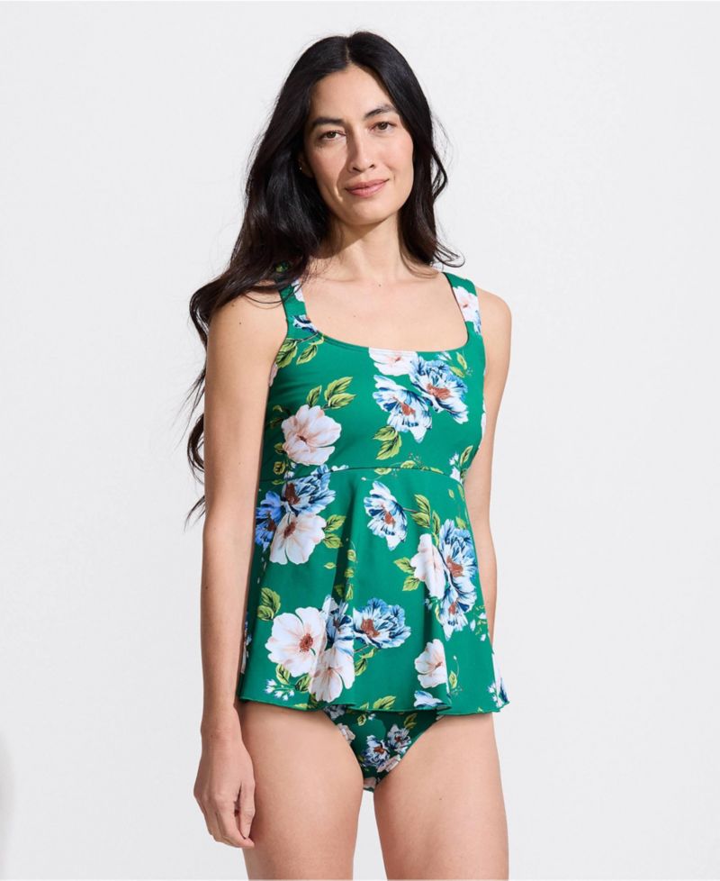 Women's Adjustable Scoop Neck Flutter Tankini Top