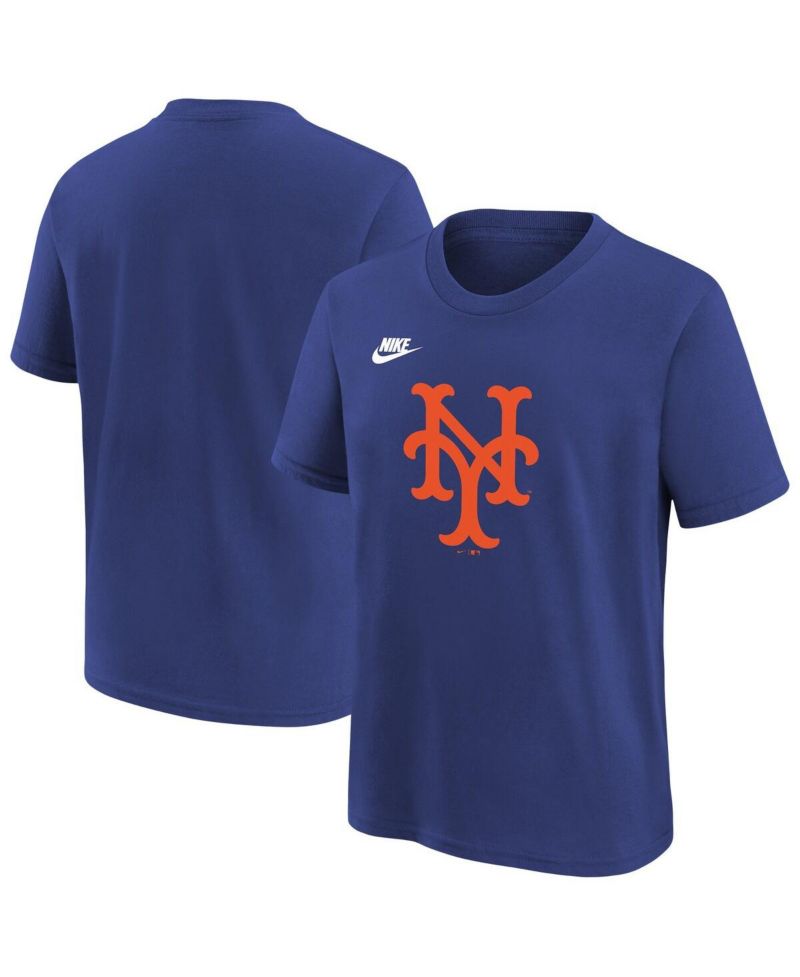 Big Boys and Girls Royal New York Mets Team Logo T-Shirt