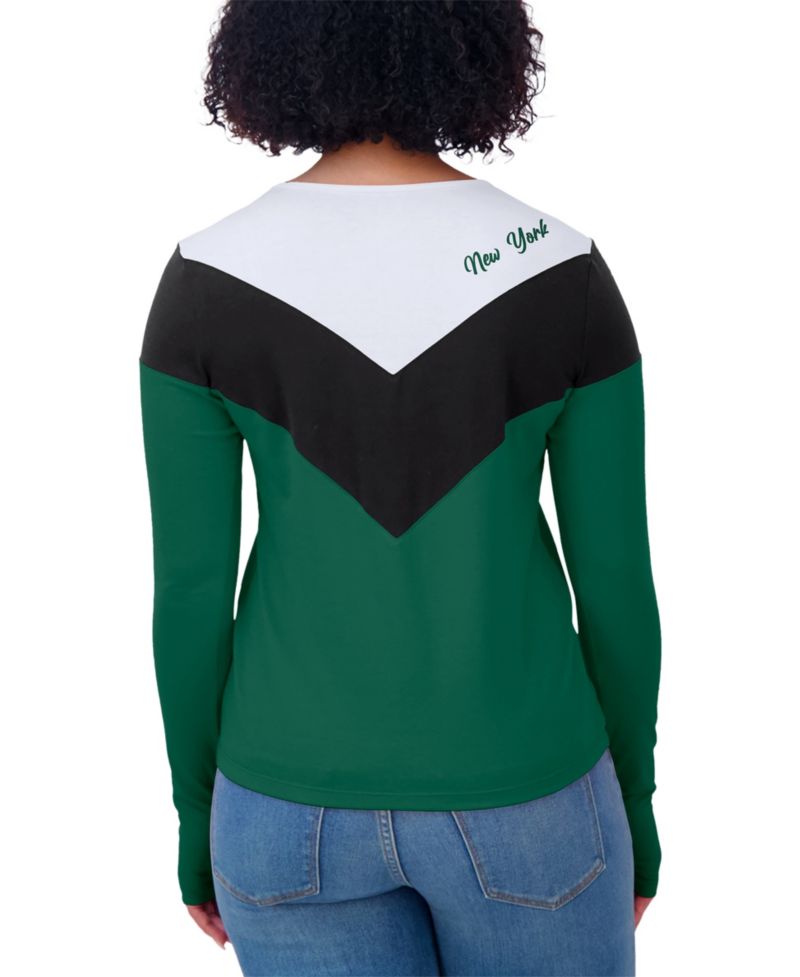 Women's Green/Black New York Jets Plus Size Chevron Tri-Blend Long Sleeve T-Shirt