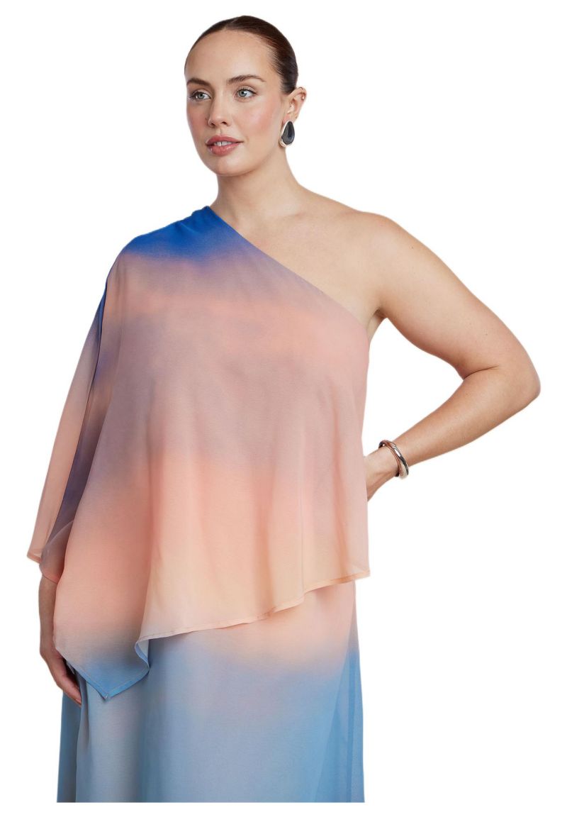 Women's Printed Cape Maxi Dress