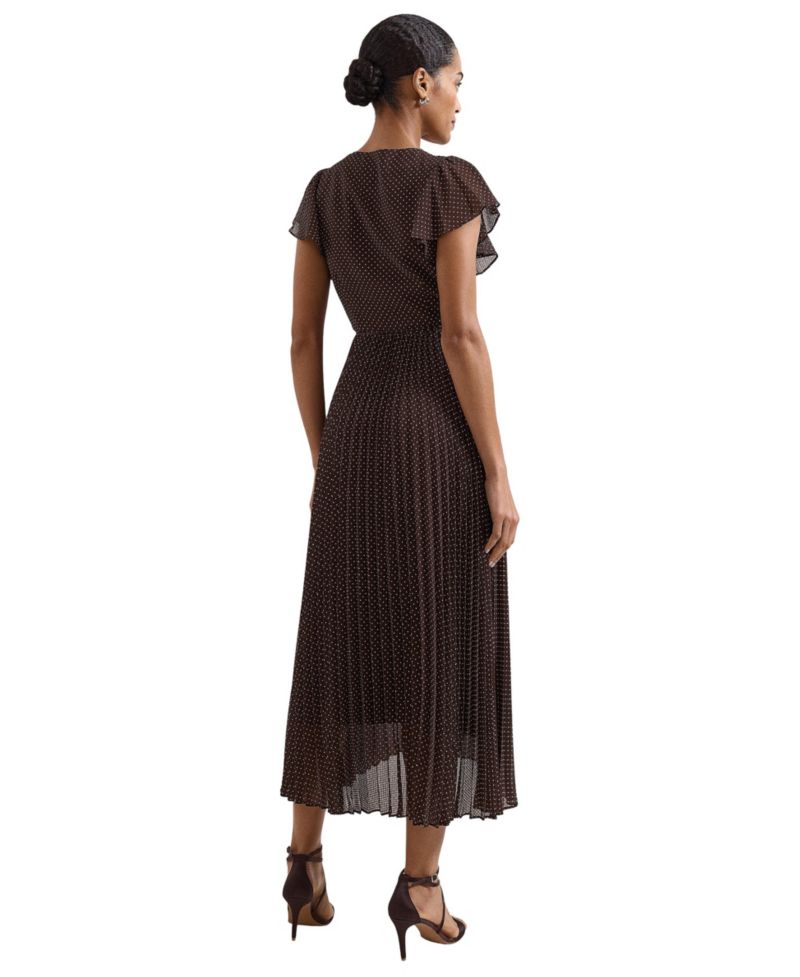 Women's Louisa Wrap Flutter-Sleeve Pleated Dress