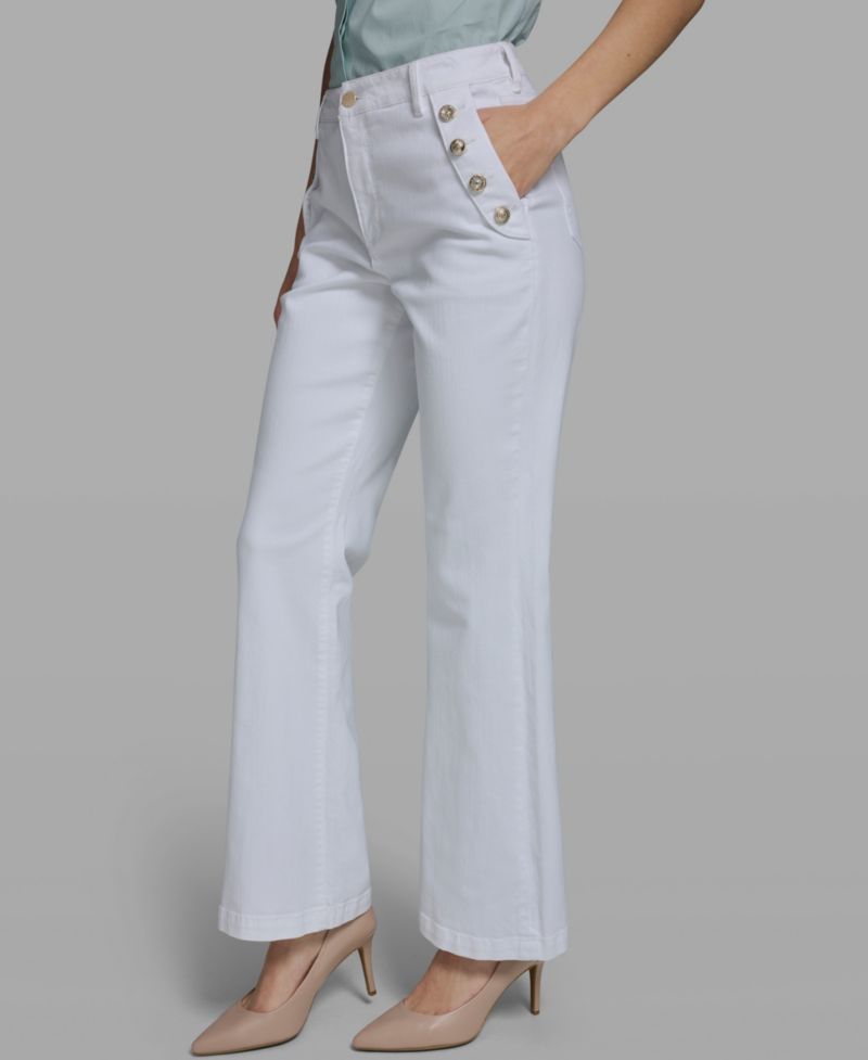 Women's Mid-Rise Studded-Pocket Flare Jeans