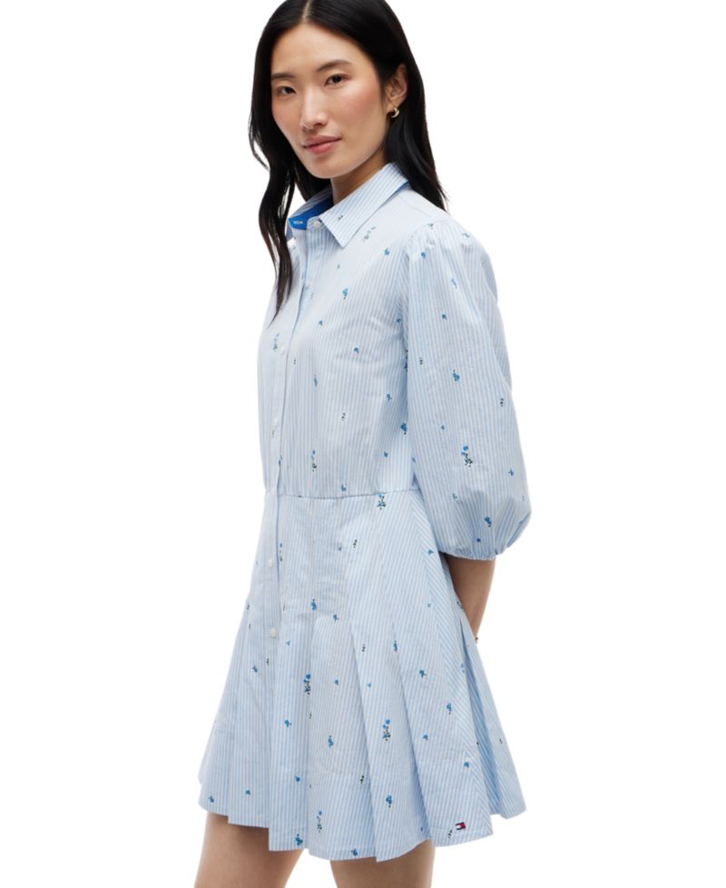 Women's Floral-Print Puff-Sleeve Short-Sleeve Mini Dress