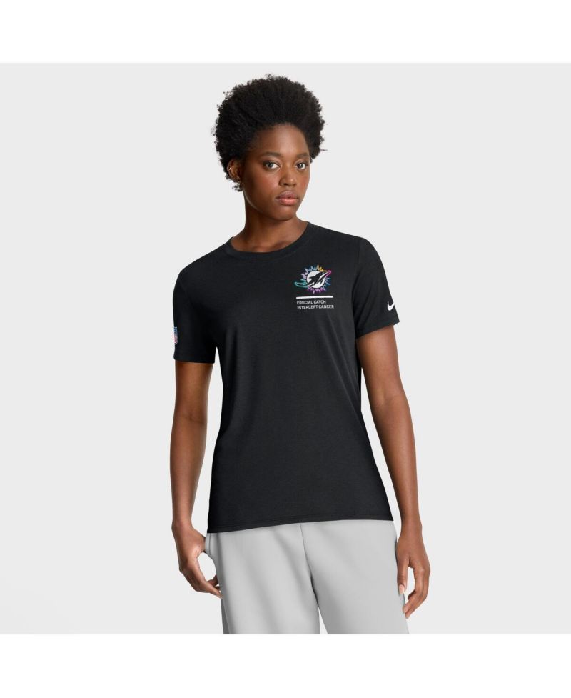 Women's Black Miami Dolphins 2025 NFL Crucial Catch Tri-Blend Dri-FIT T-Shirt