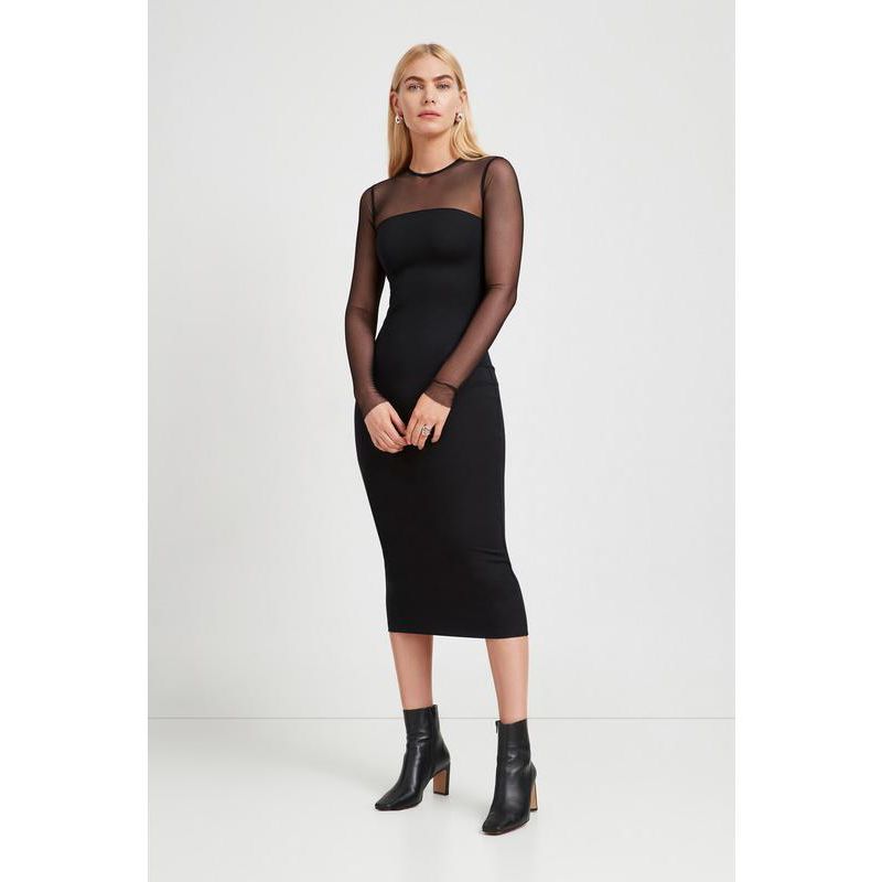 Women's Maite Sheer Mesh Long-Sleeve Fitted Cocktail Midi Dress