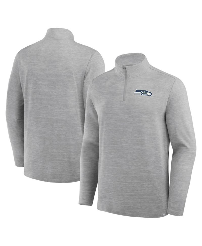 Men's Heather Gray Seattle Seahawks Clutch Quarter-Zip Pullover Sweatshirt
