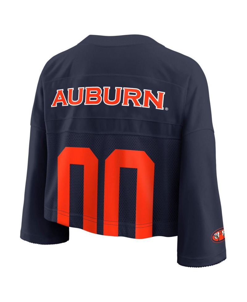 Women's Navy Auburn Tigers Cropped Mesh Fashion Jersey