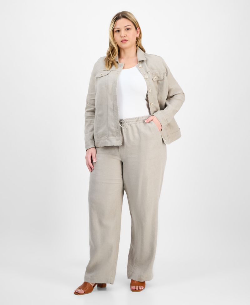 Plus Size 100% Linen Jacket